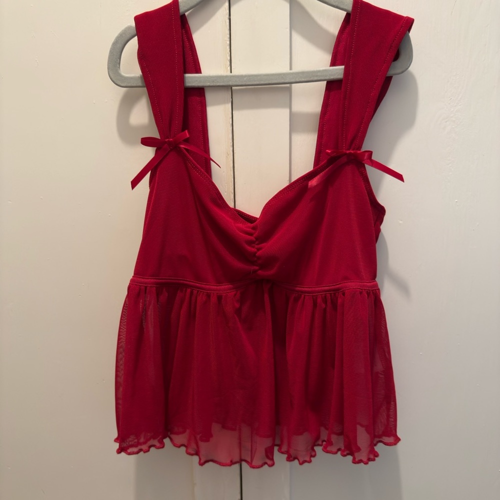Elegant Red Sleeveless Top